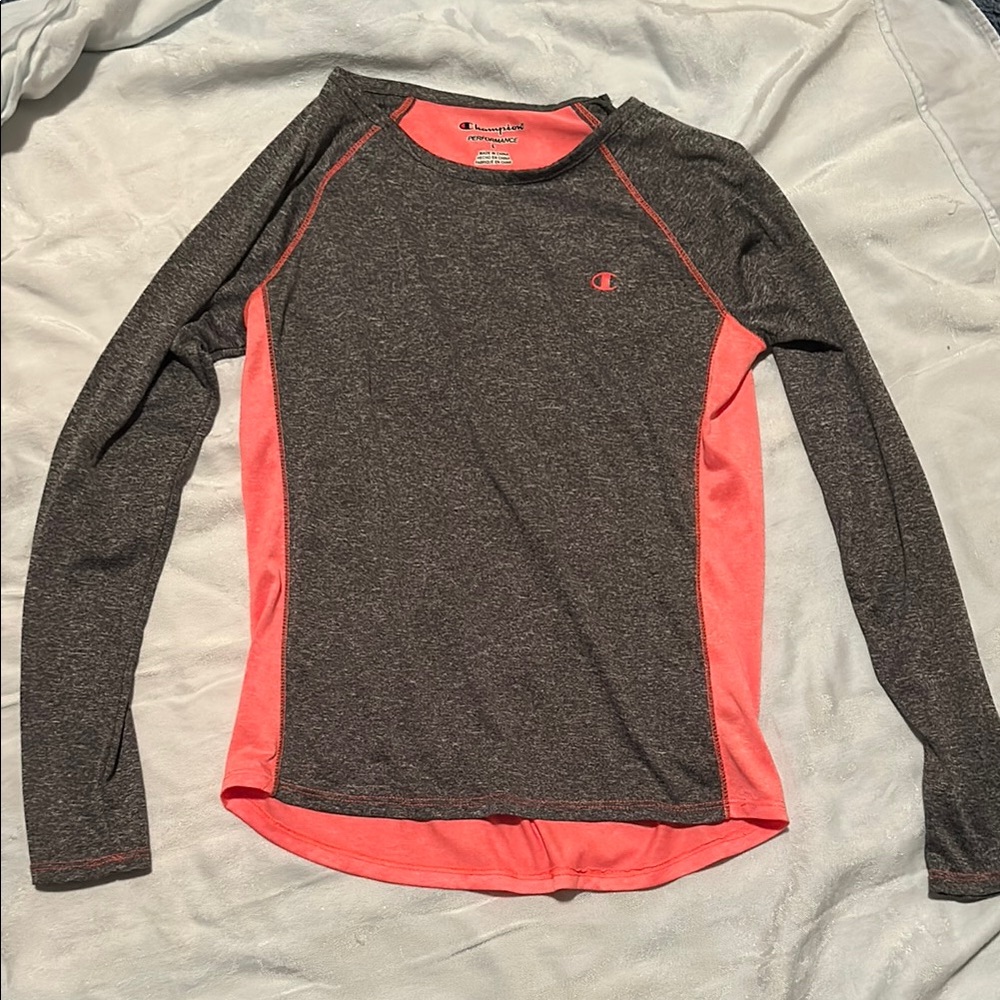 Champion Charcoal and Coral Long Sleeve Top